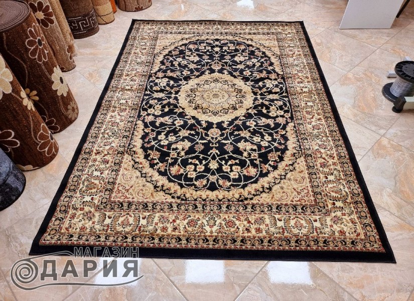 Тъкан персийски килим Blue stones 1656 black/cream